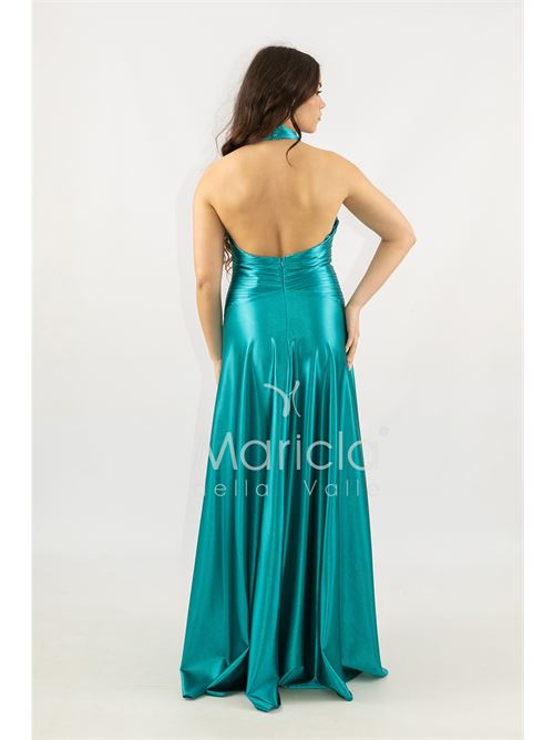 abito lungo incrocio plisse MARICLA ELEGANCE | JC35267SMERALDO